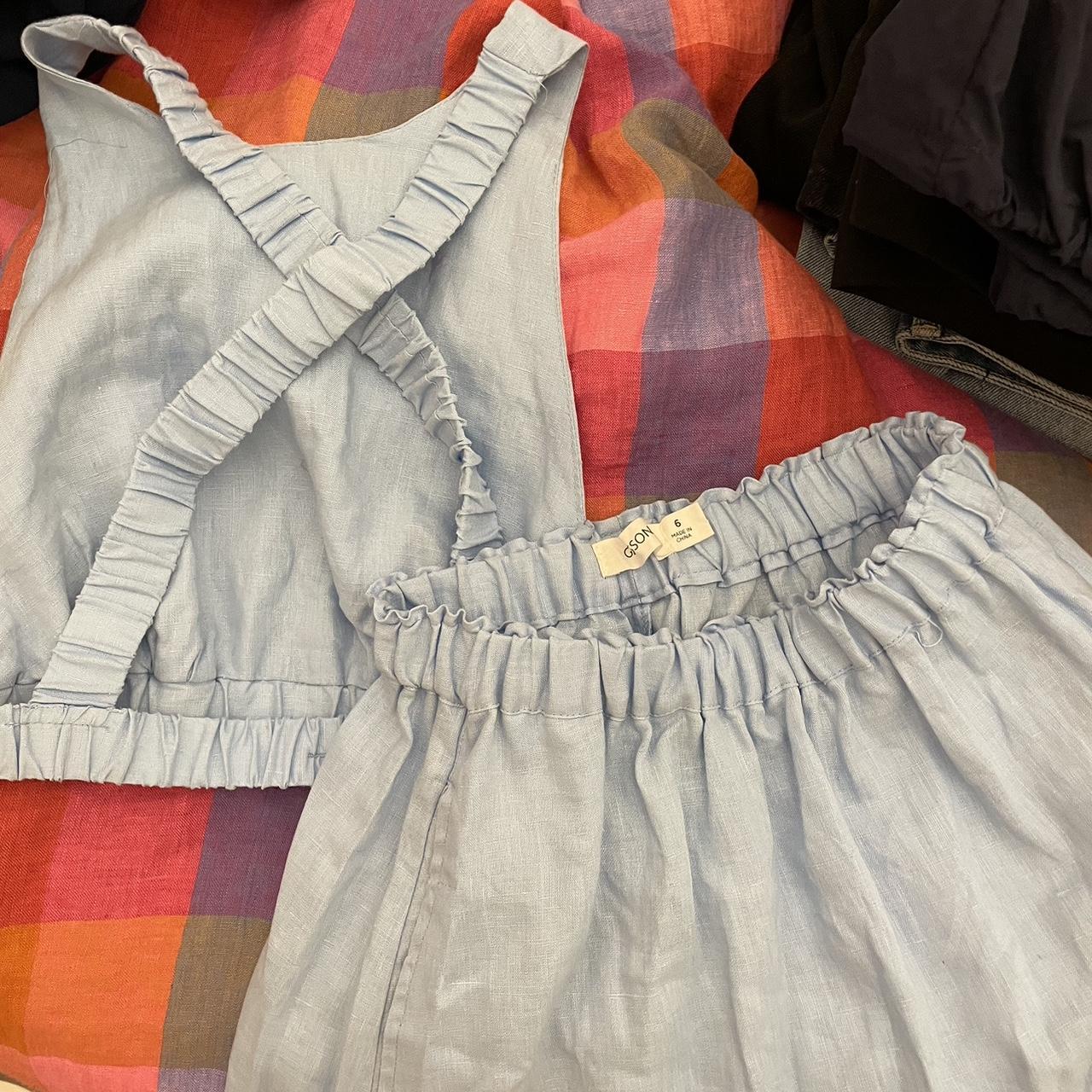 Glassons baby blue linen skirt set Both a size... Depop