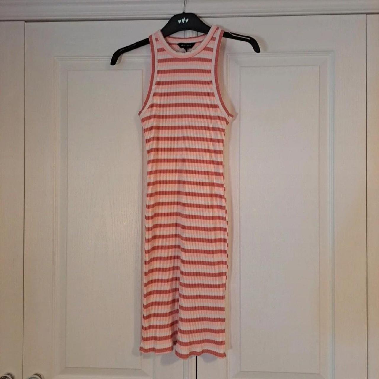 New Look Bodycon Dress. Pink and white stripe. Size 12. Depop