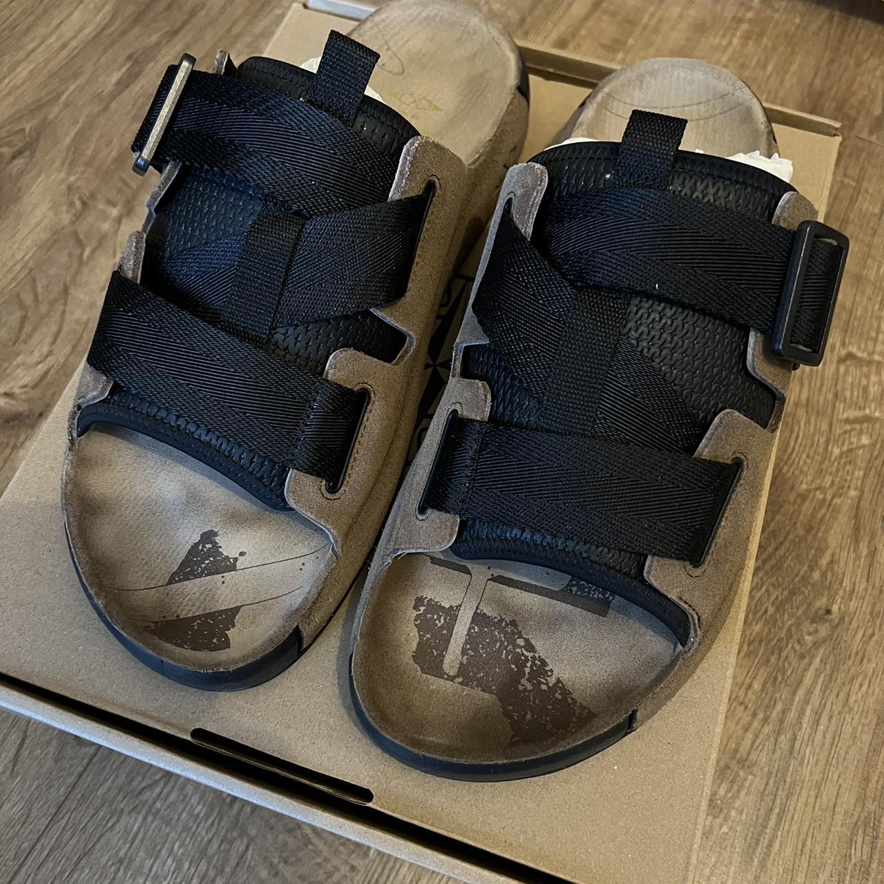 Stone Island Shadow Project tape sandals in brown... - Depop