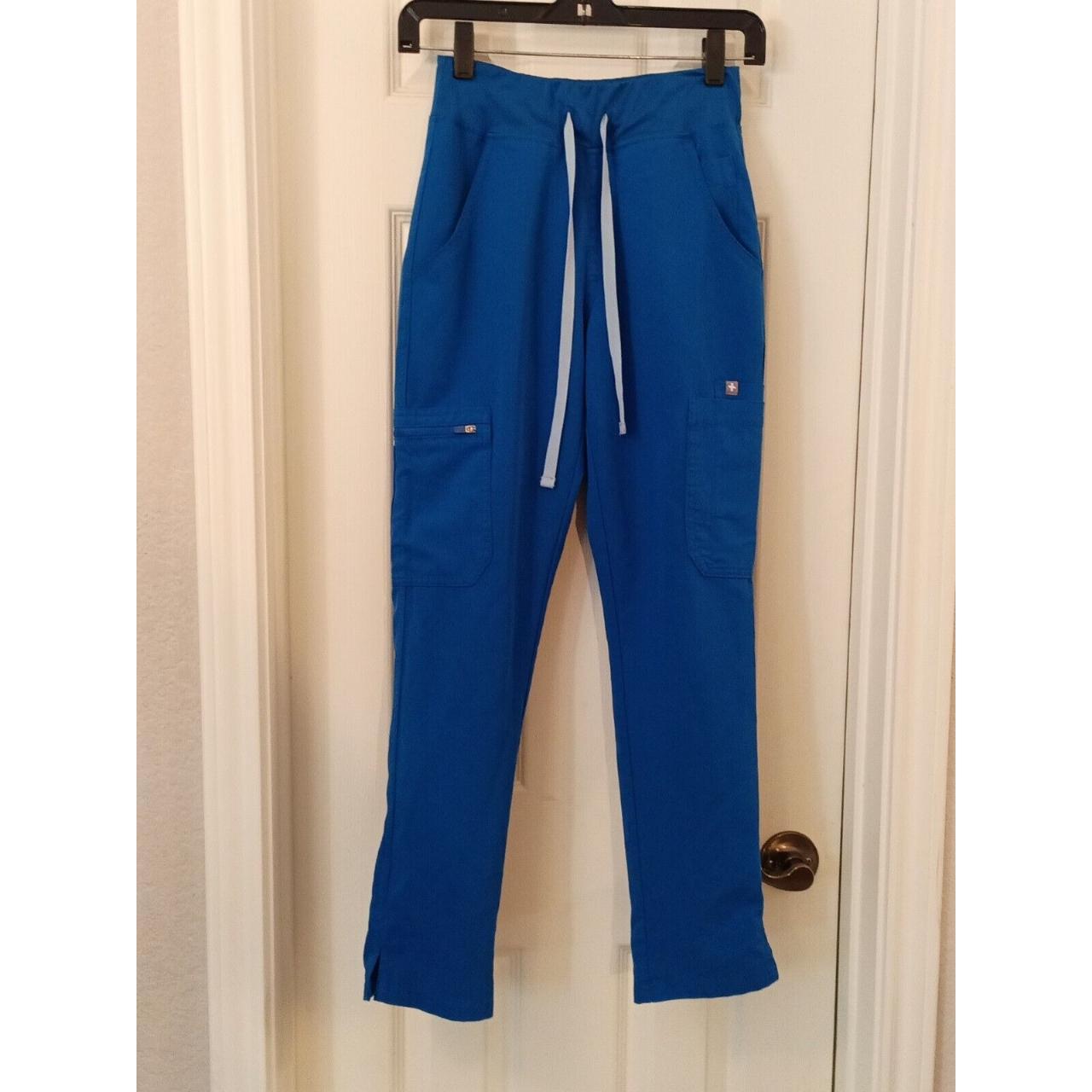 Women's Figs Vibrant Blue Zip 7 Pocket Scrub Pants... Depop