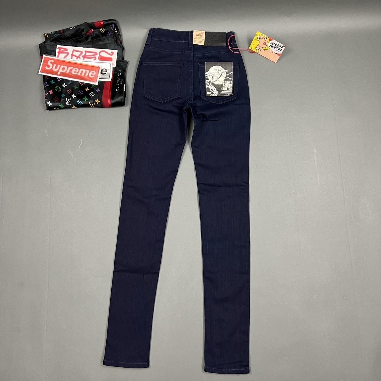 Naked & Famous Denim Women's Navy and Blue Jeans | Depop