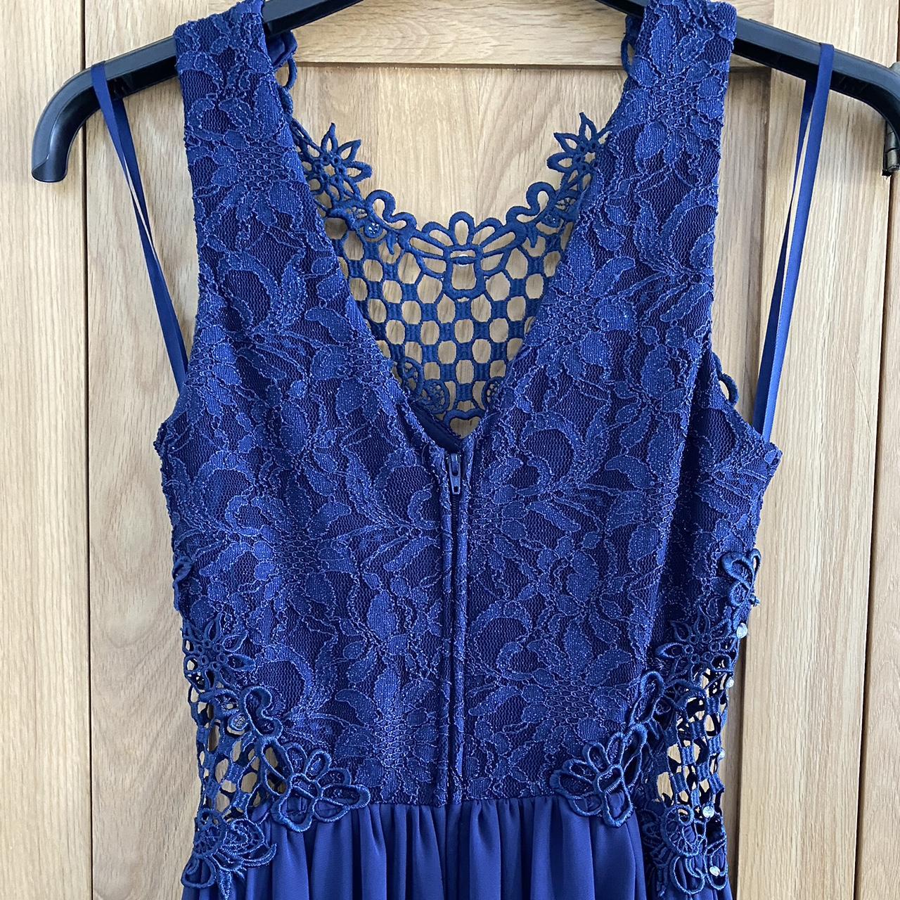 Navy blue dress with leg slit Bought from David’s... Depop