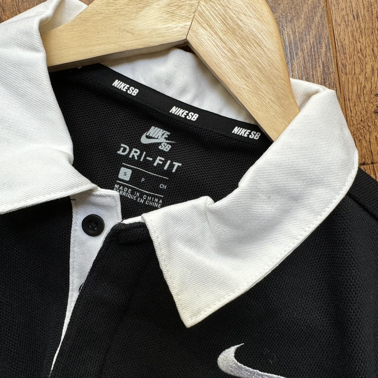 Nike SB black and white rugby polo shirt. Really. Depop