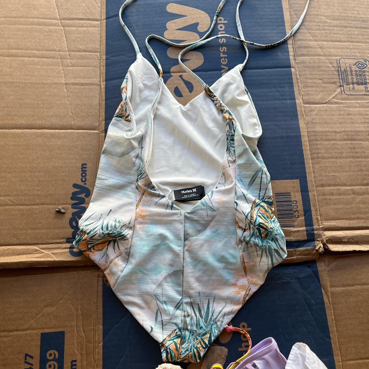 Hurley onepiece backless swimsuit with water/tiger... Depop