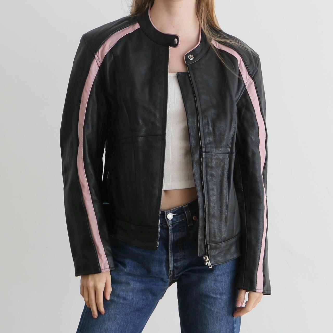 Vintage black and pink striped leather Depop