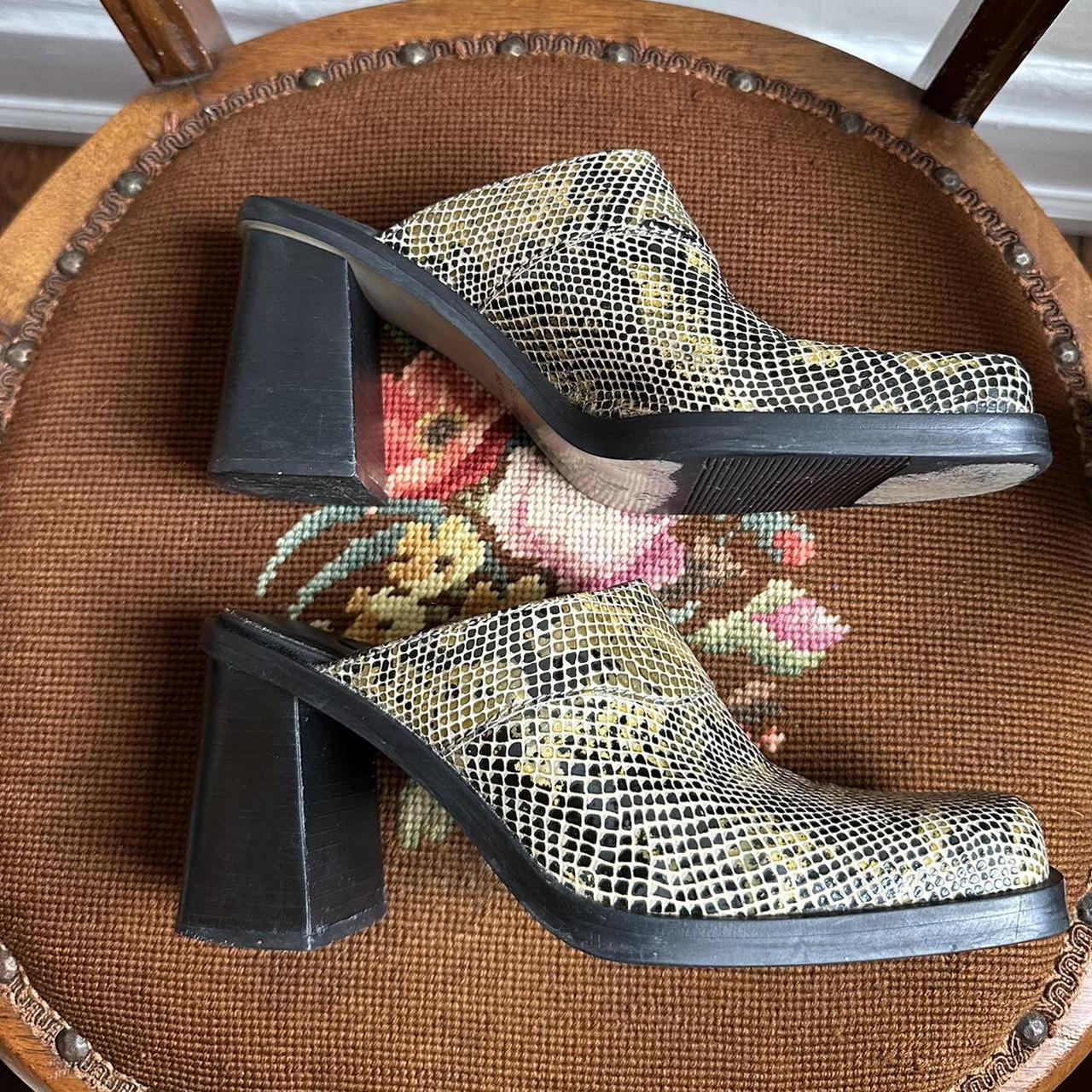 Snakeskin heeled mules online