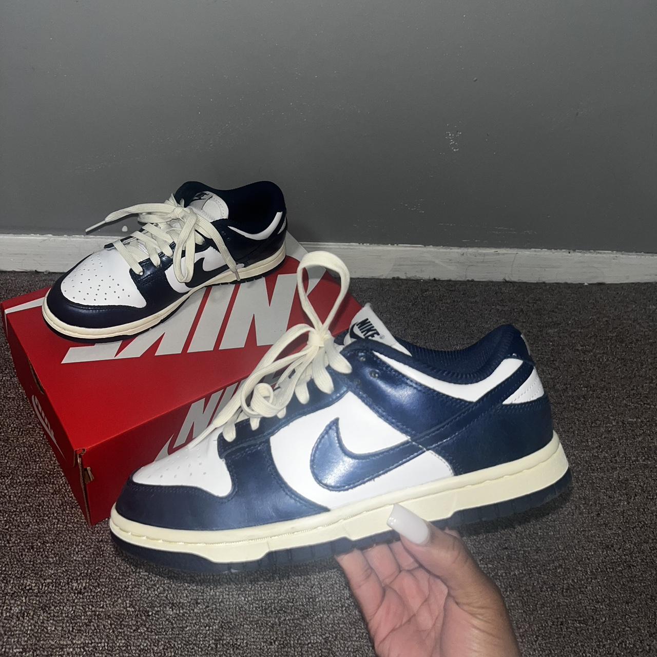 Midnight navy and white dunks Size 6 women / 4.5 youth | Depop