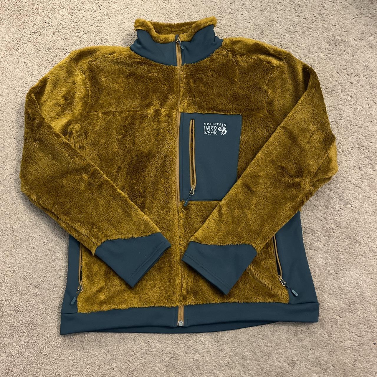 mountain hardwear brown fuzzy fleece jacket in size... Depop