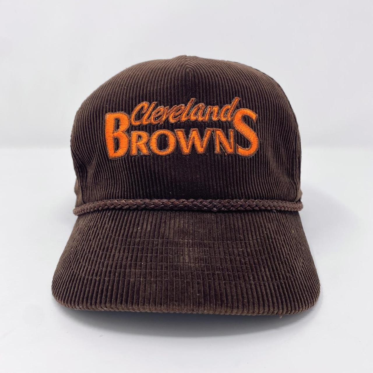 VINTAGE REEBOK CLEVELAND BROWNS FITTED HAT BROWN ORANGE WHITE MEN