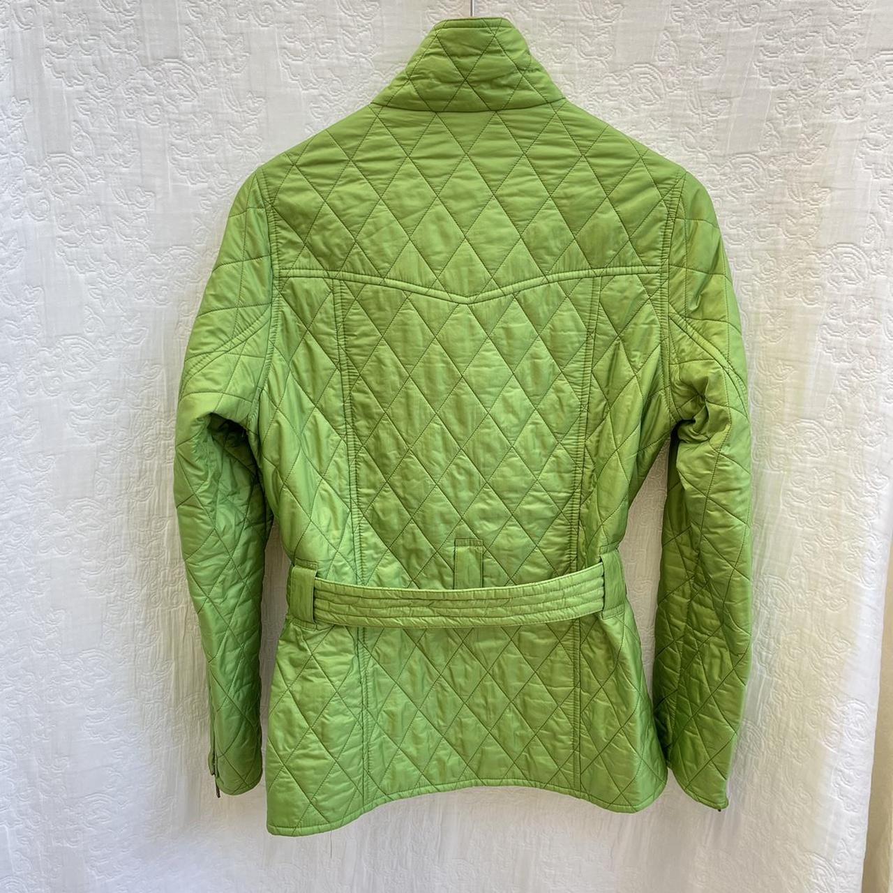 Barbour Women's Green and Cream Coat Depop