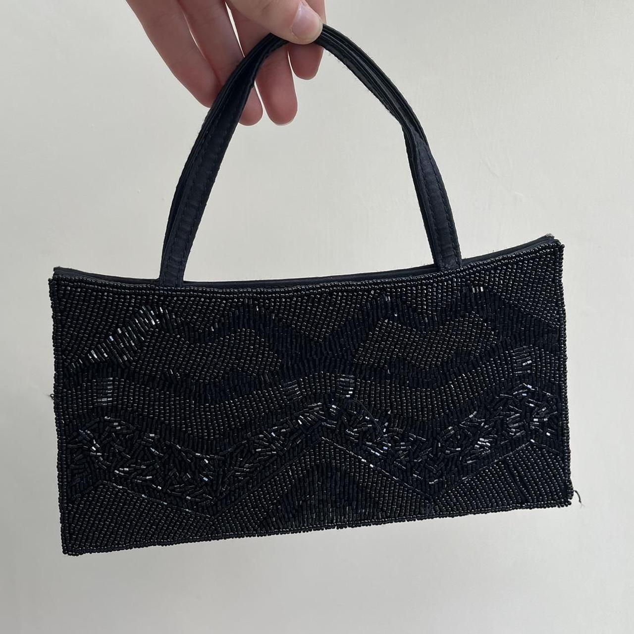 Black beaded evening bag best sale