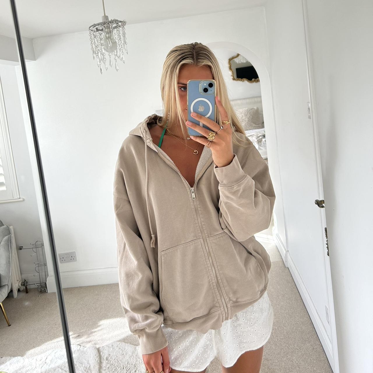 Brandy Melville brown zip up hoodie Love... Depop