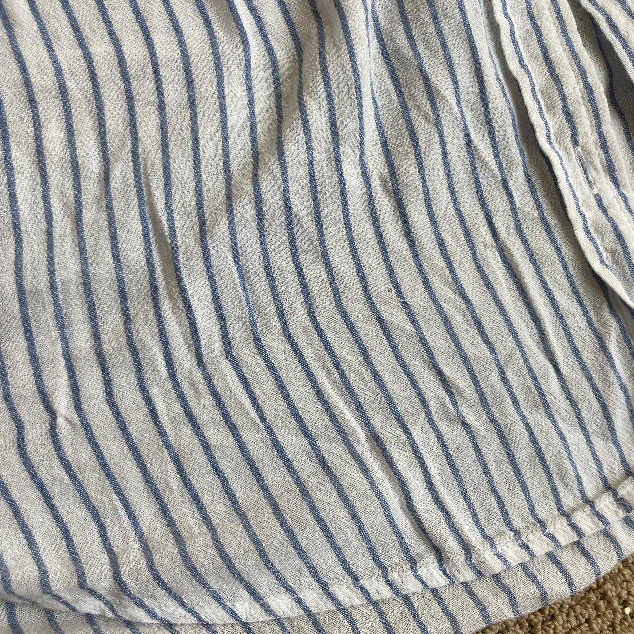 American eagle blue and white striped shirt size... - Depop