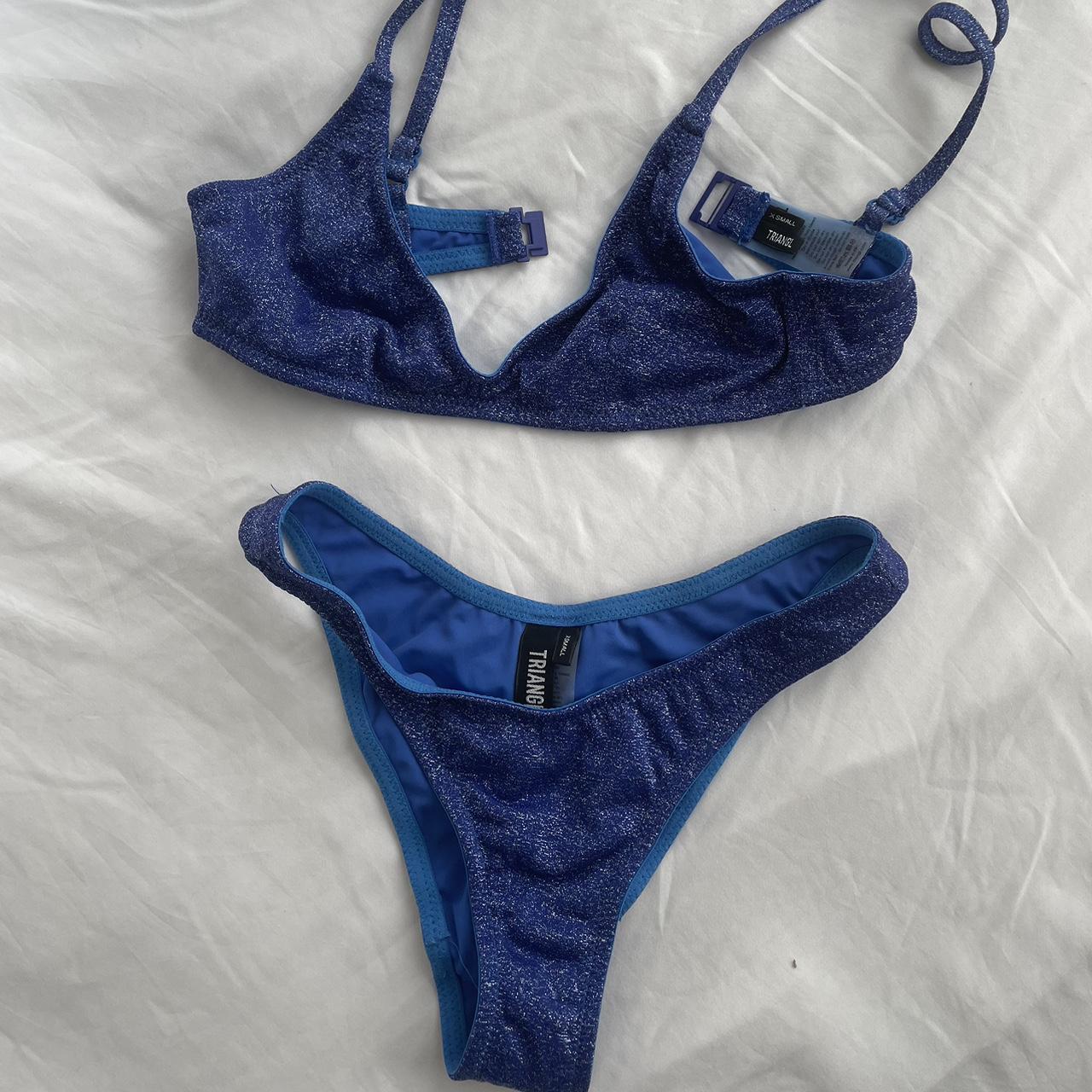 Triangl swim glitter blue bikini set/ xs / worn once... - Depop