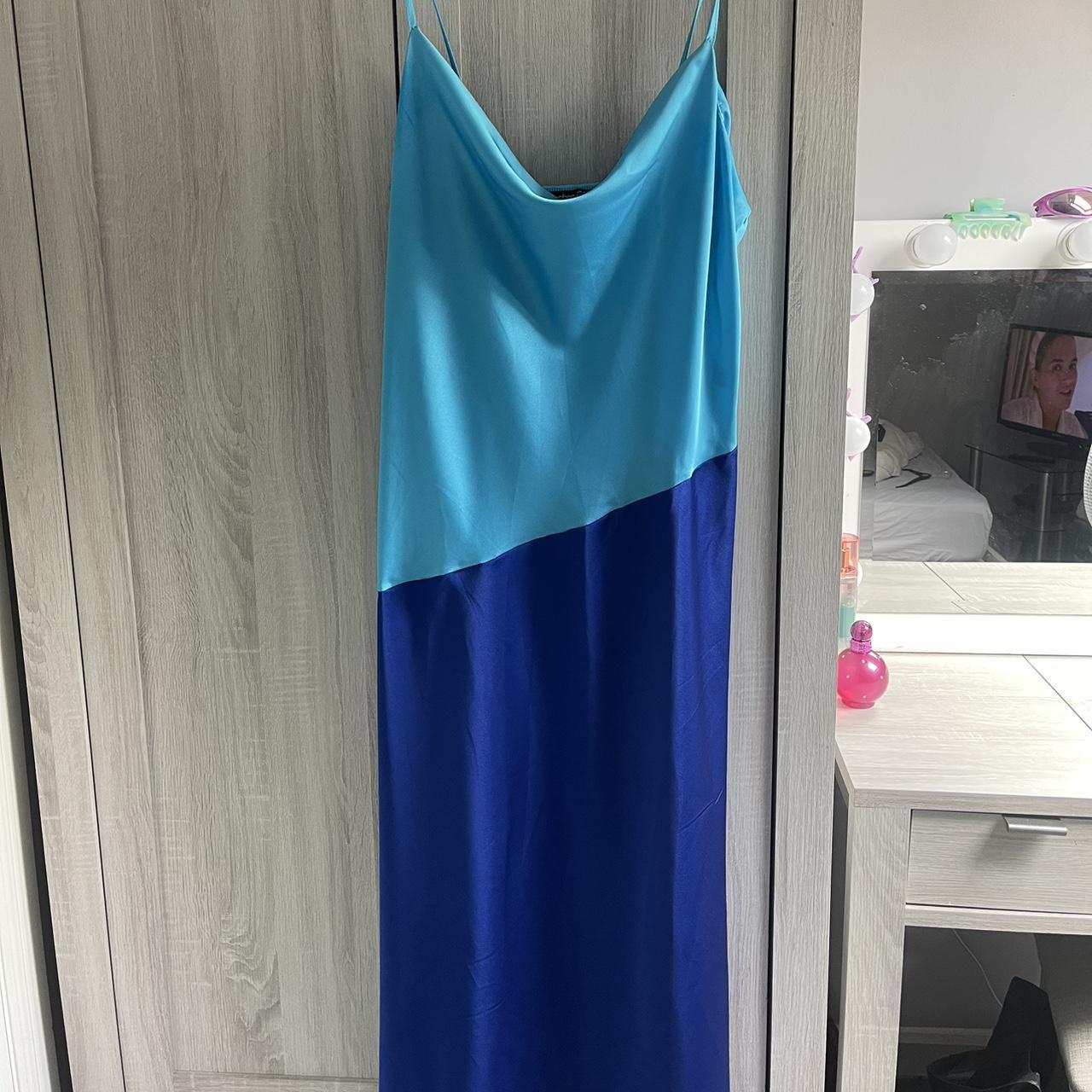 Long blue boohoo dress Never worn brand new no tags... - Depop