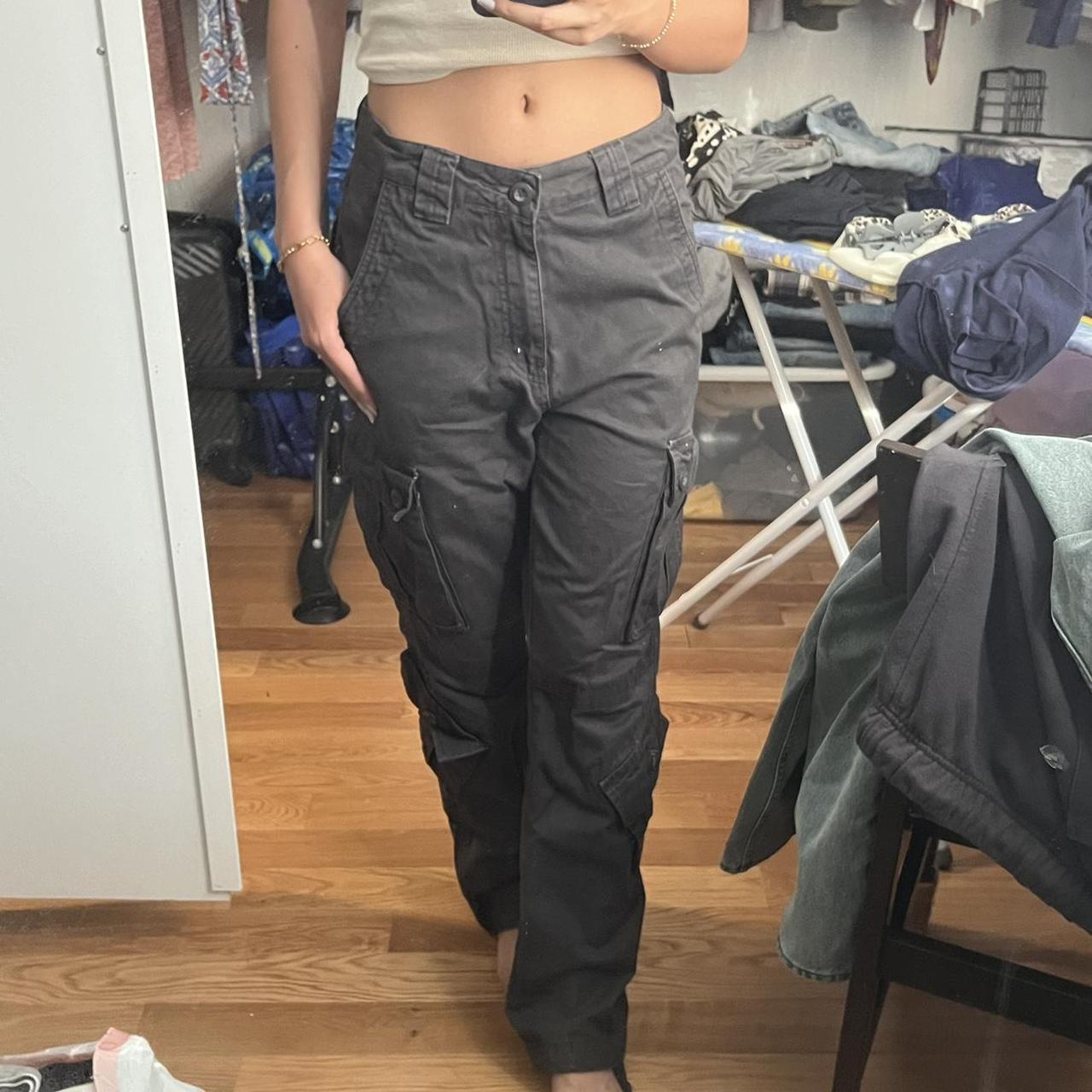 Washed black cargo pants Brand is Depop