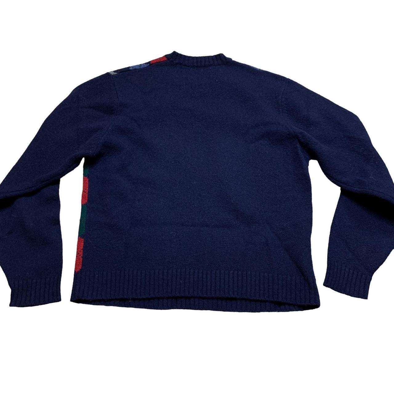 Gap Vintage Argyle Wool VNeck Navy Sweater Small... Depop