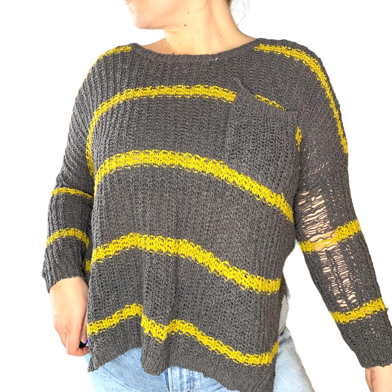 Grey and outlet yellow jumper