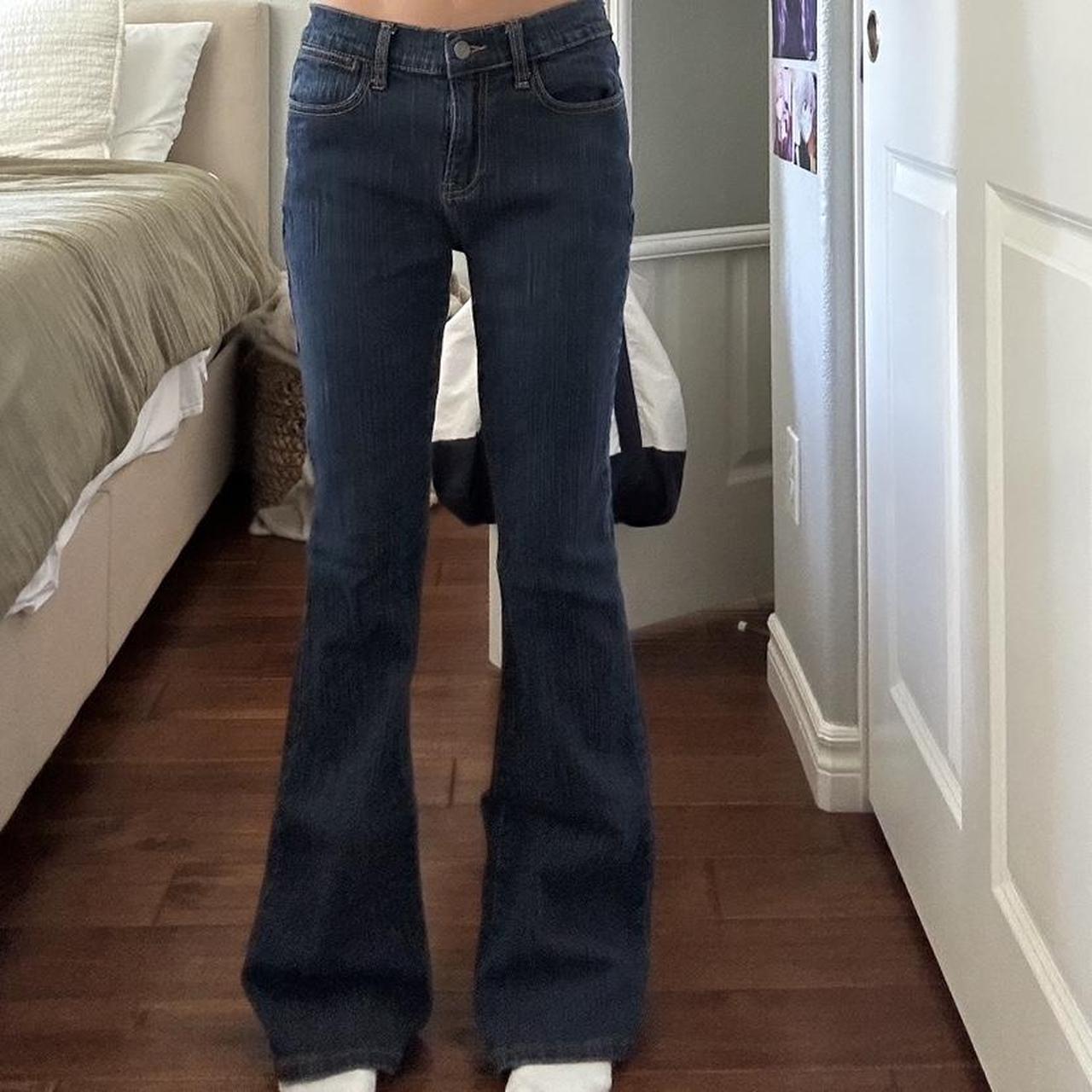 Brandy Melville dark blue flare jeans. Stretchy... - Depop