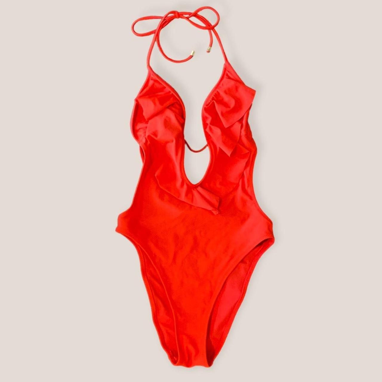 Abercrombie Red One Piece Cut Out Swimsuit Depop
