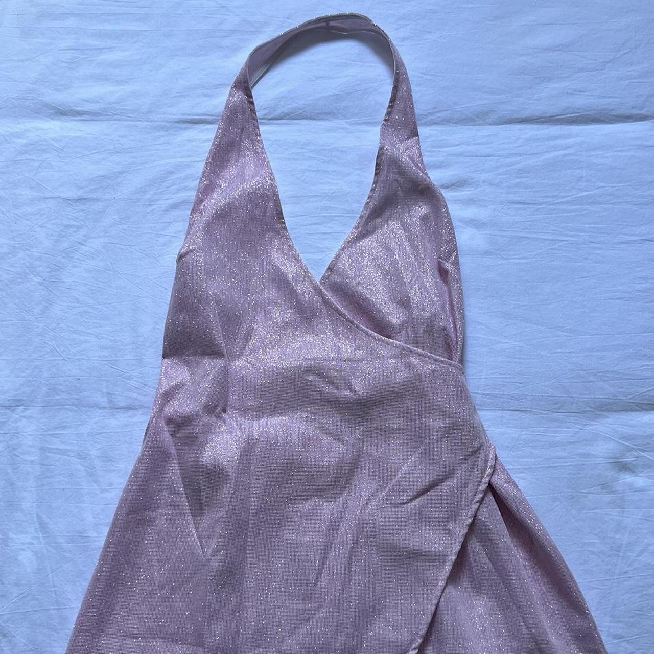 PRINCESS POLLY PINK GLITTERY HALTER DRESS size... Depop
