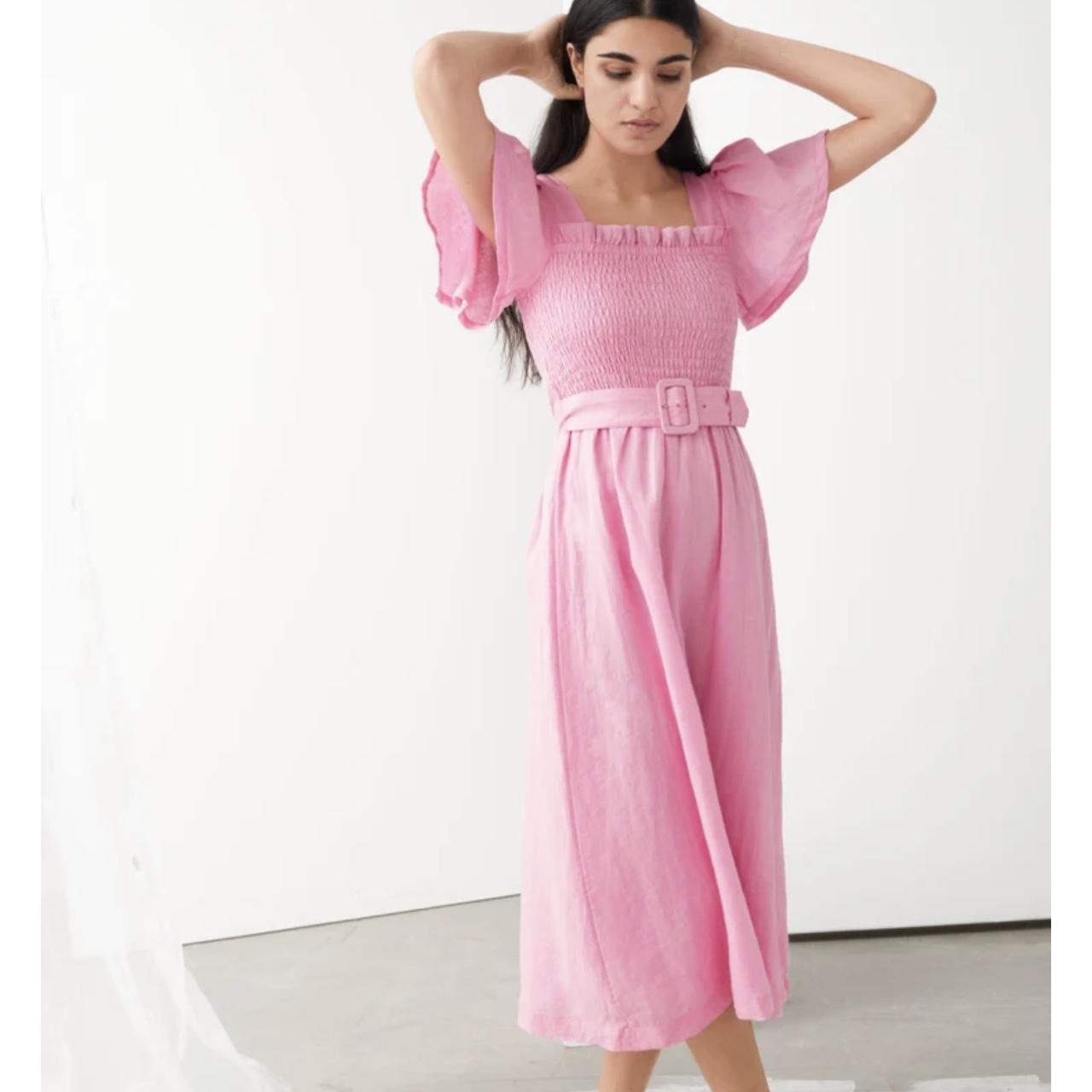 otherstories pink linen dress RRP 135 Depop