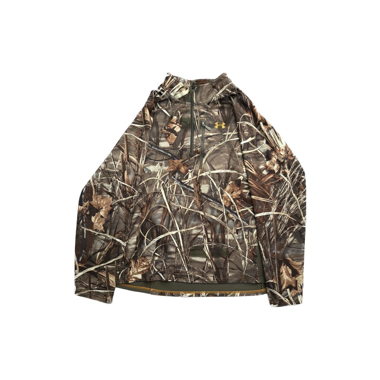 UNDER ARMOUR TREE CAMO SWEATSHIRT, quarter zip sz