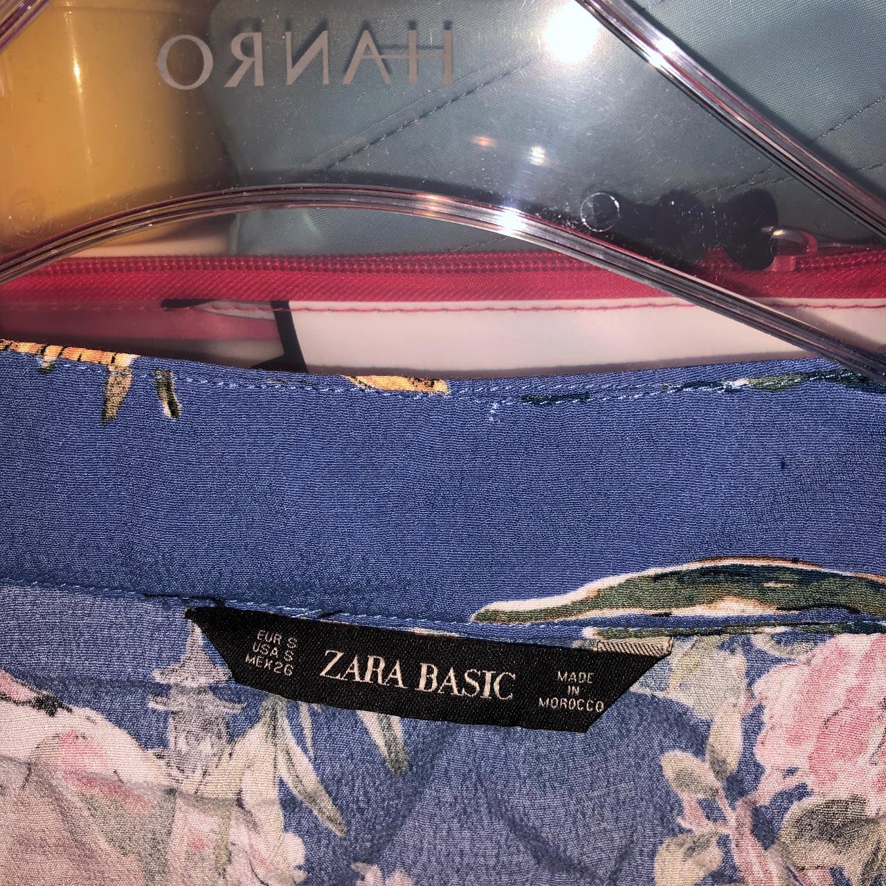 ZARA blue floral blouse print sleeved top with... Depop