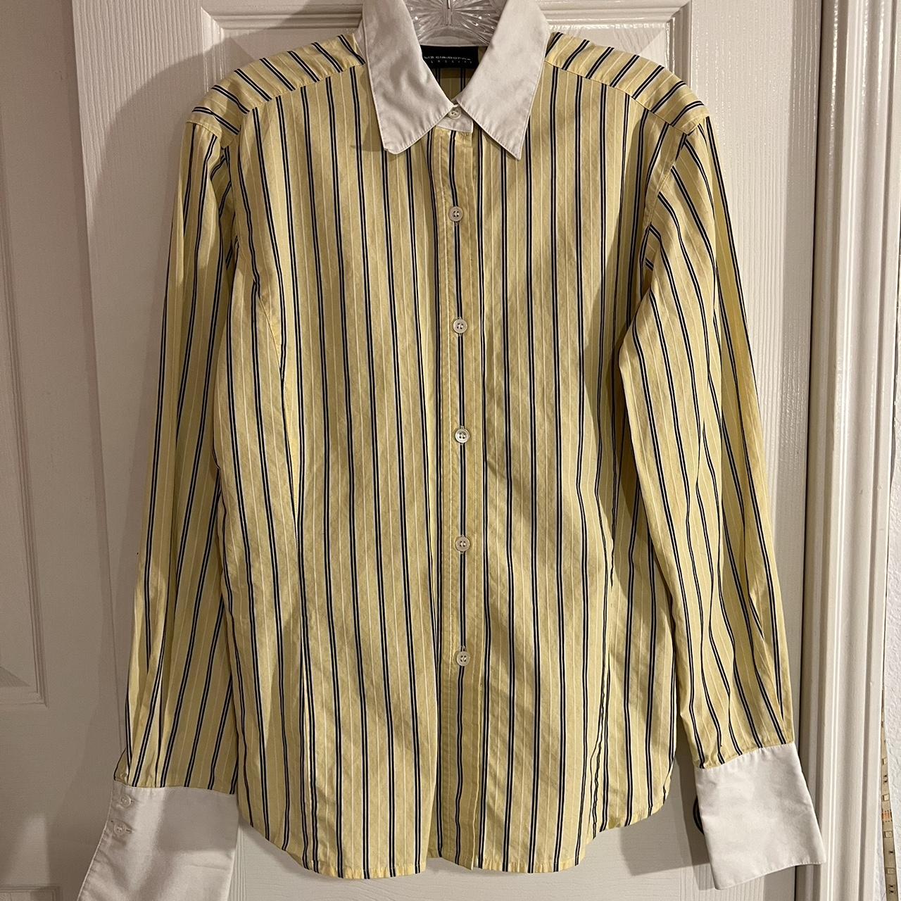 Liz Claiborne Women's Yellow and White Shirt | Depop