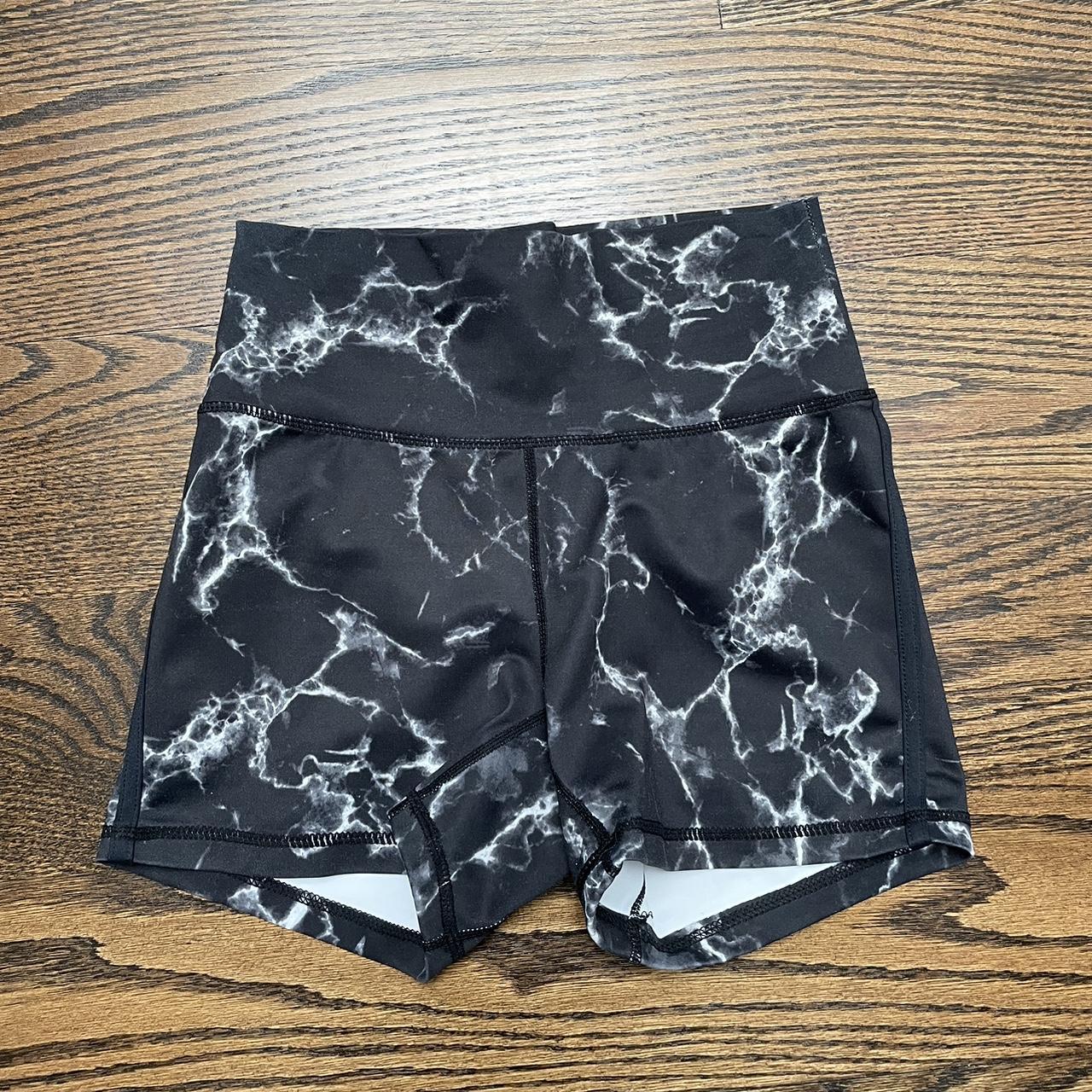 Buffbunny Marble Black High Waisted Shorts Size - Depop