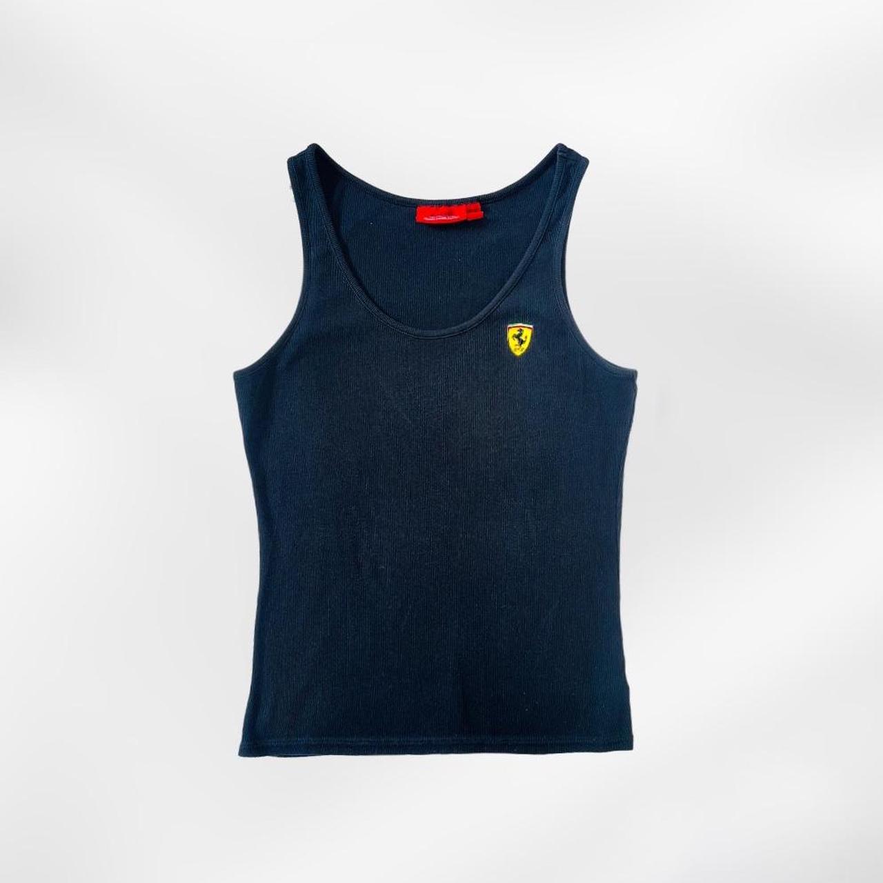 🦋🌸Ferrari black ribbed vest top with logo front.... - Depop