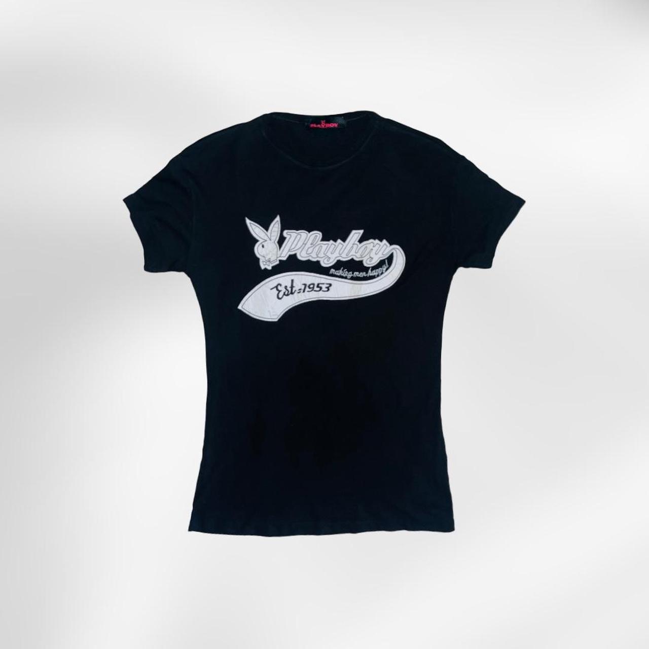 🦋🌸Playboy black top with white logo and text print.... Depop