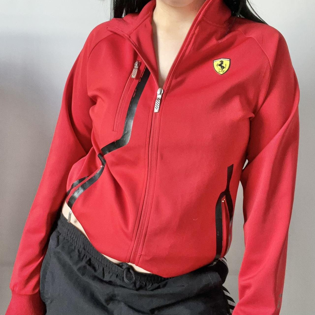 Ferrari zip up jacket. Red & black. Slight cracking... - Depop
