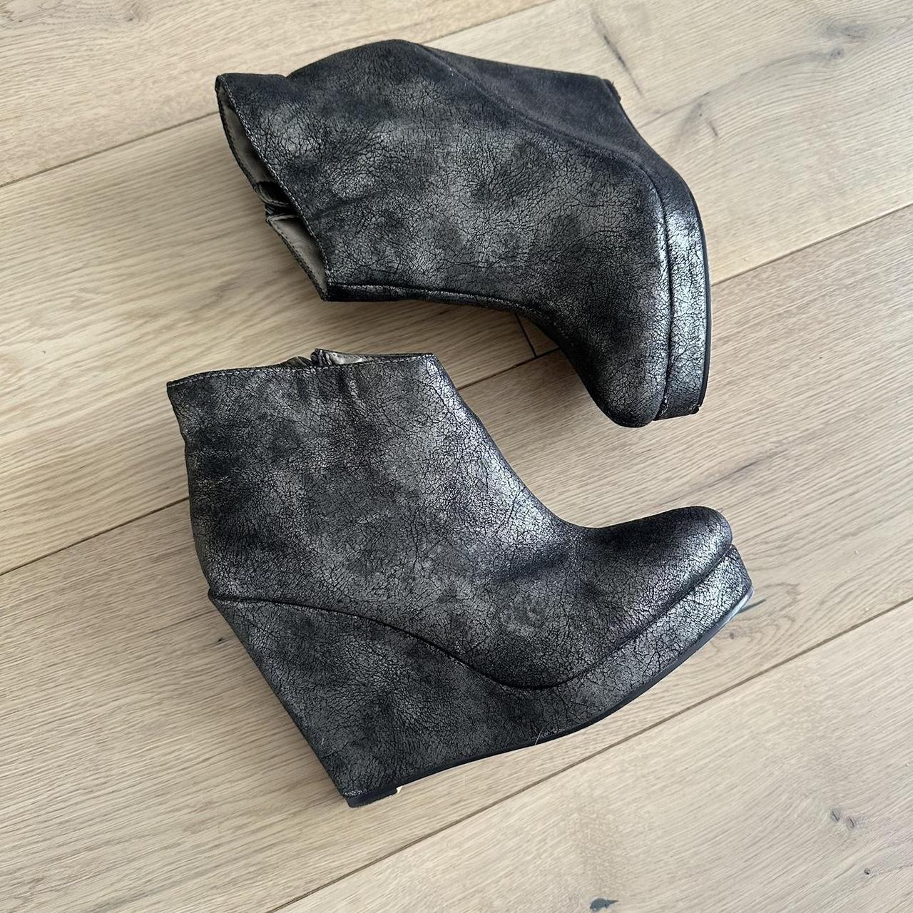 metallic wedge heels