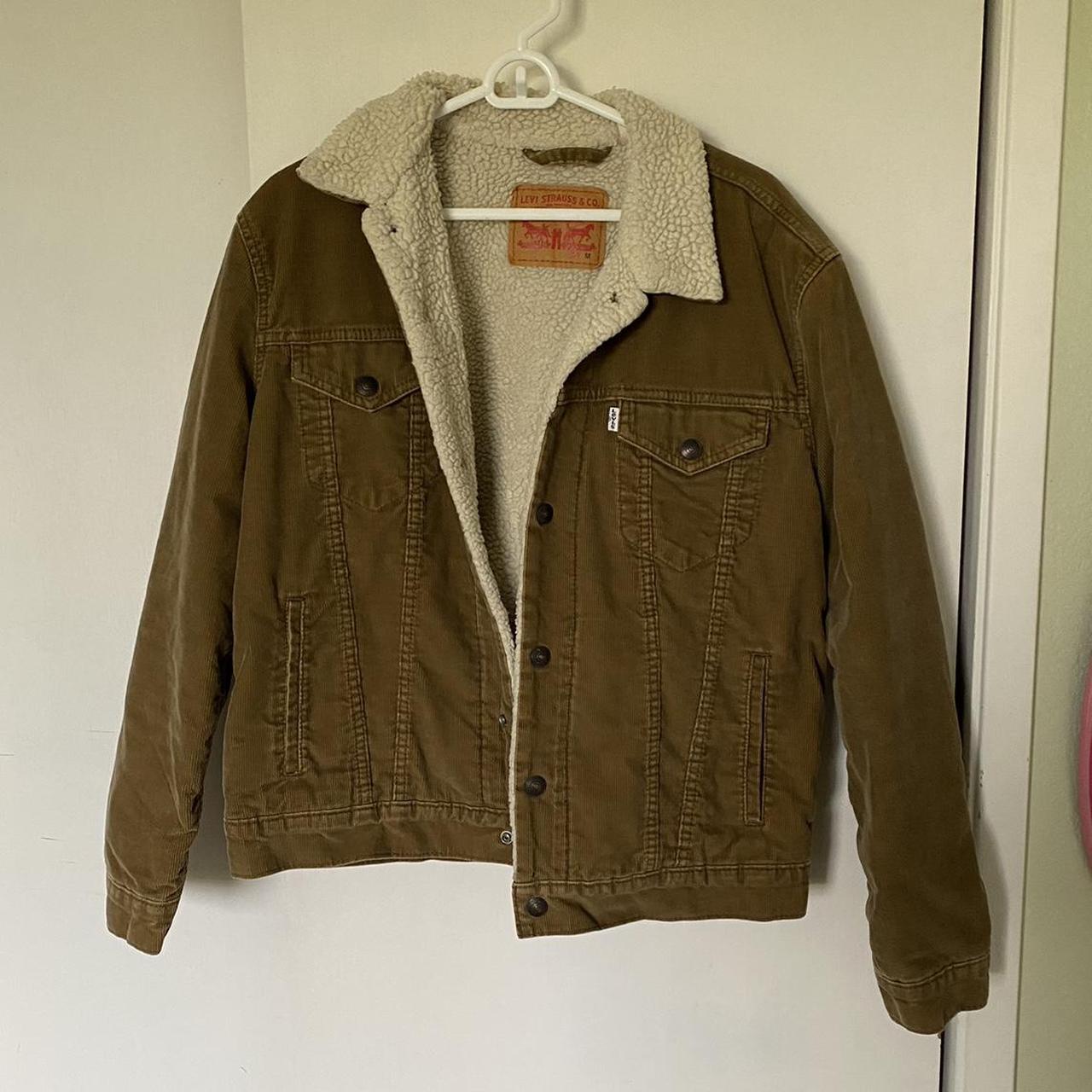 Brown Sherpa corduroy Levi’s jacket size unisex... - Depop