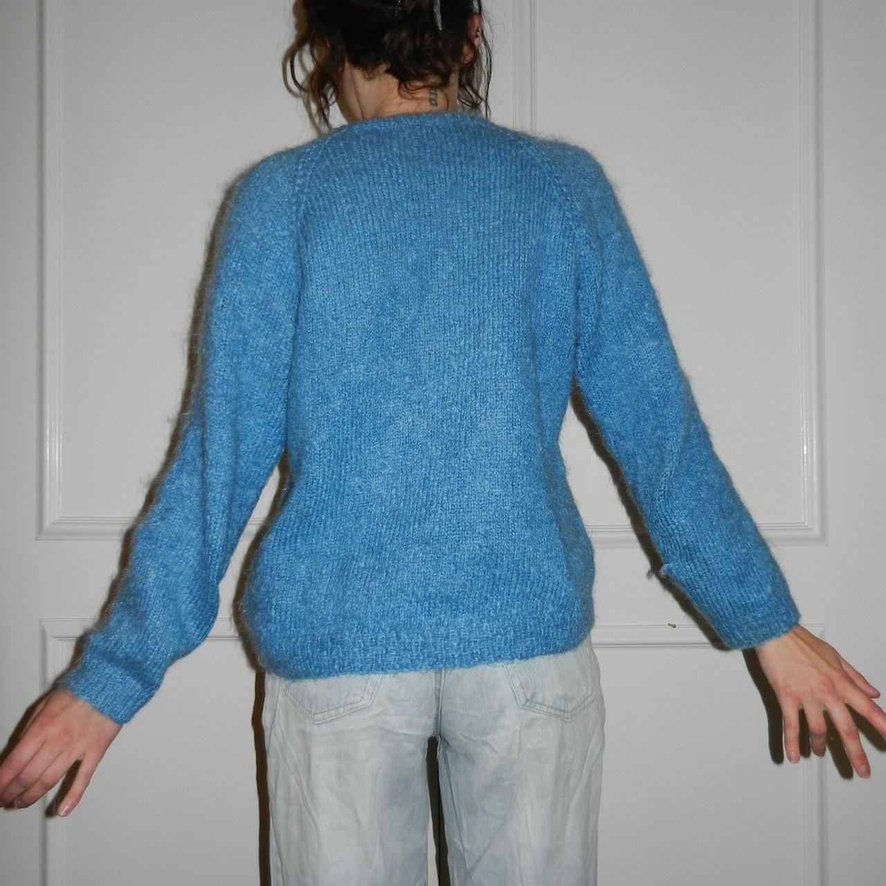 Hand Knitted baby blue Jumper Wool,... Depop