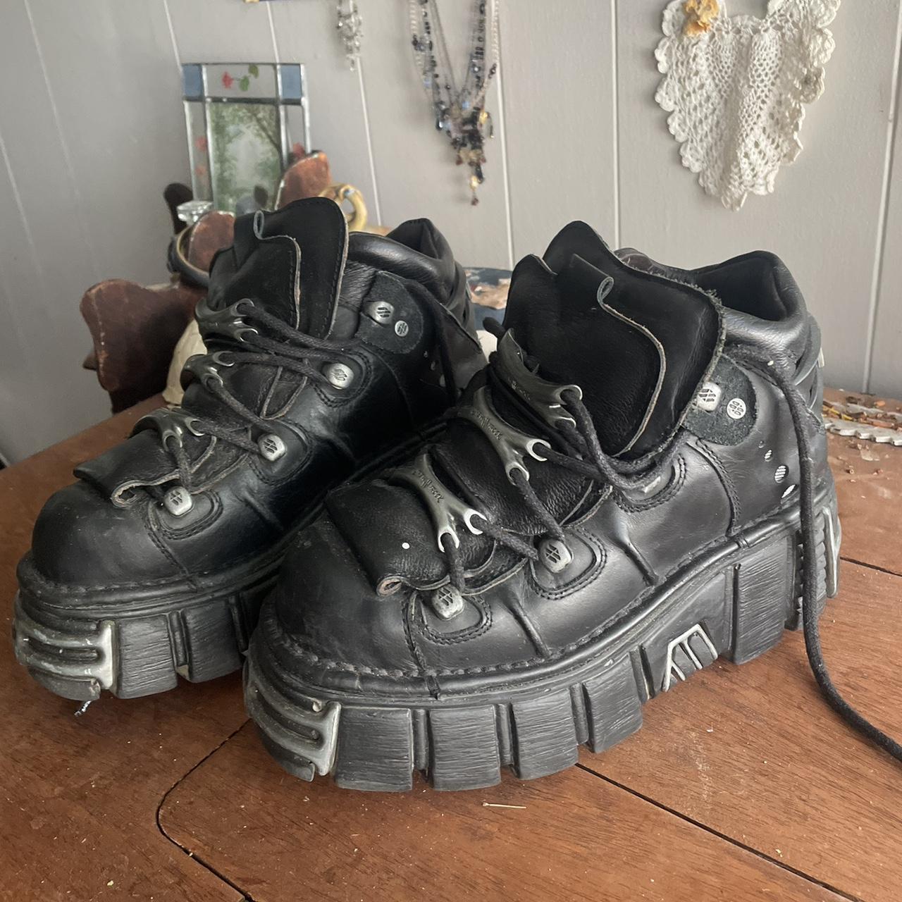 new rock boots. worn twice, but are too small for... - Depop