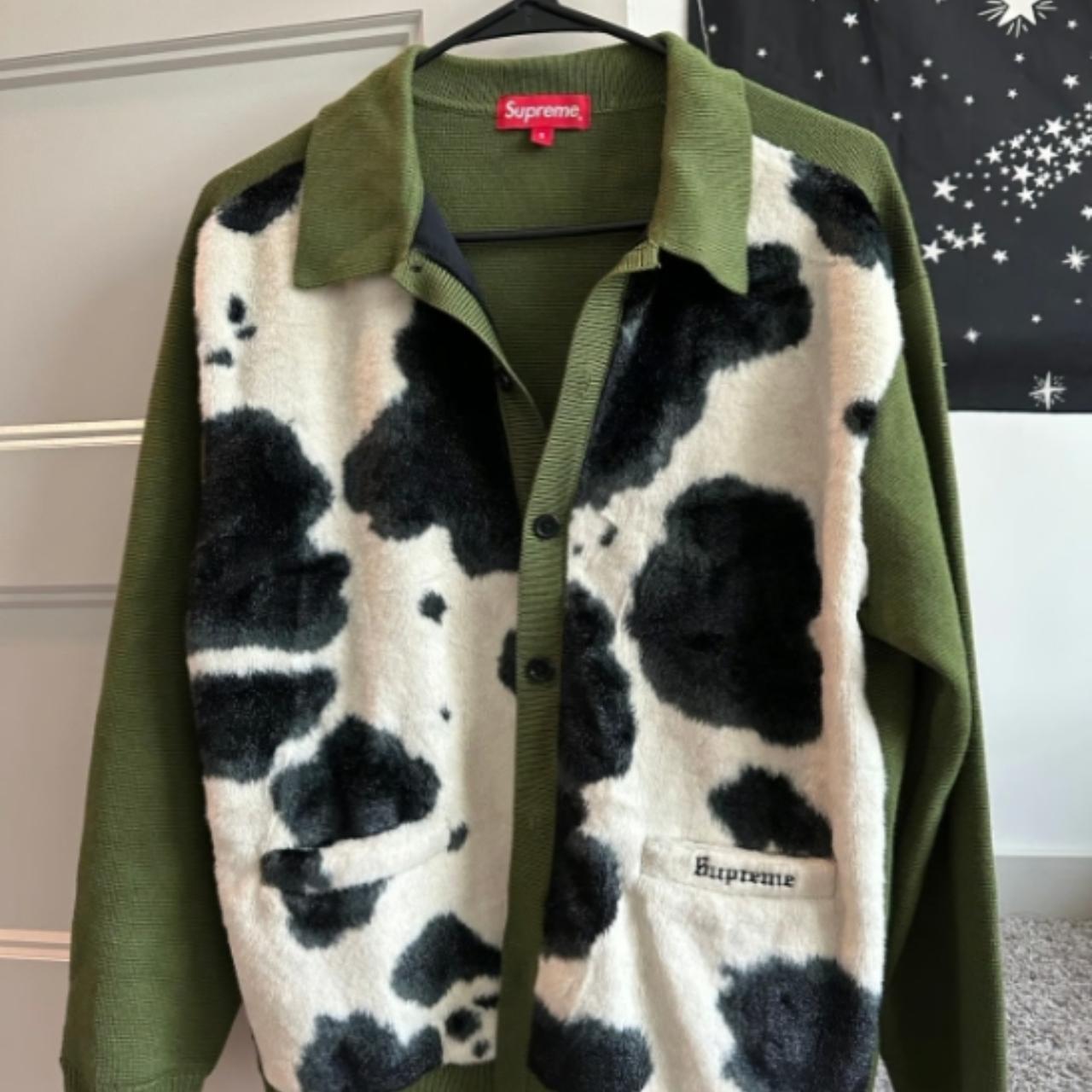 Authentic Supreme Moss Cow Print Cardigan Authentic... - Depop