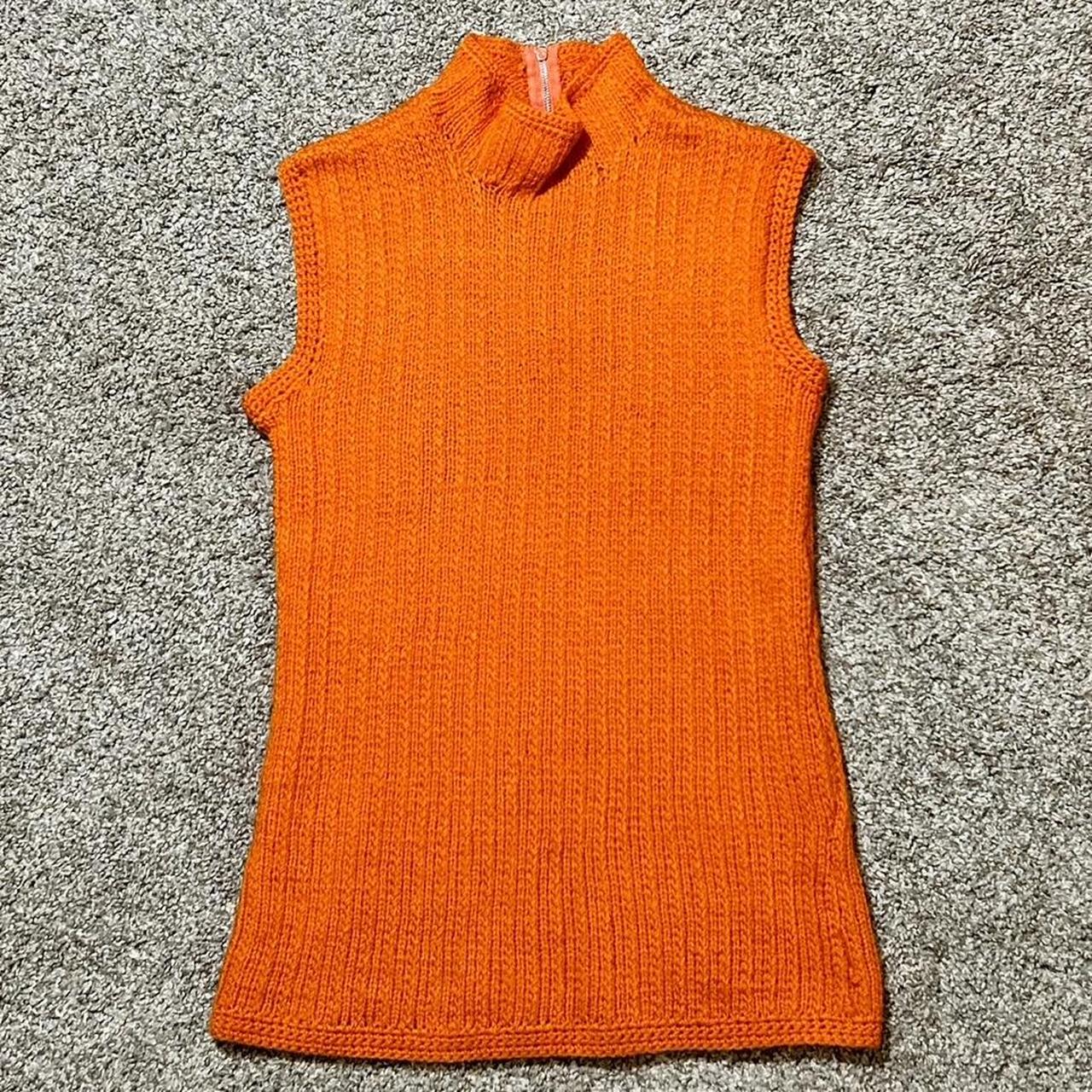 Vintage 60's/70's orange knit turtleneck top🍊 Made - Depop