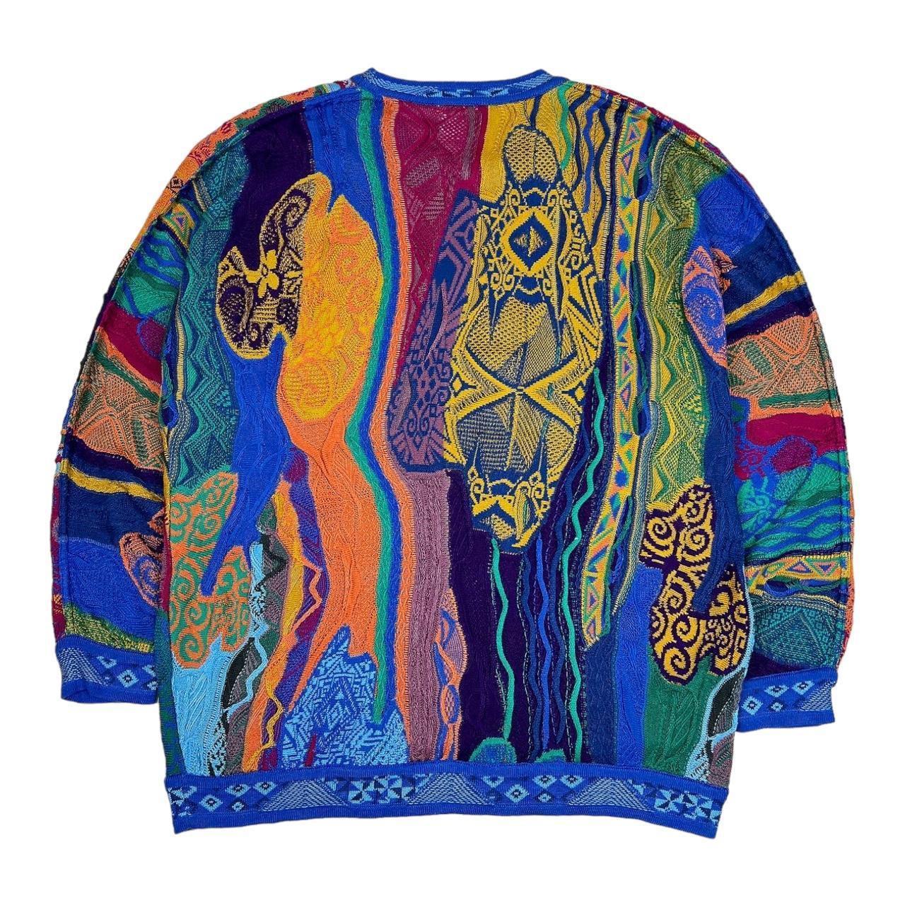 Vintage 90s Authentic Coogi Knit Sweater in Multi | Depop