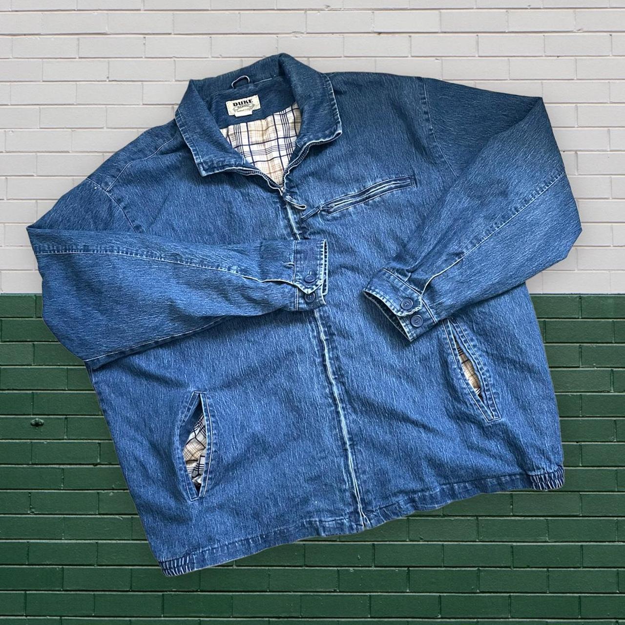 Duke Men's Blue and Cream Jacket Depop