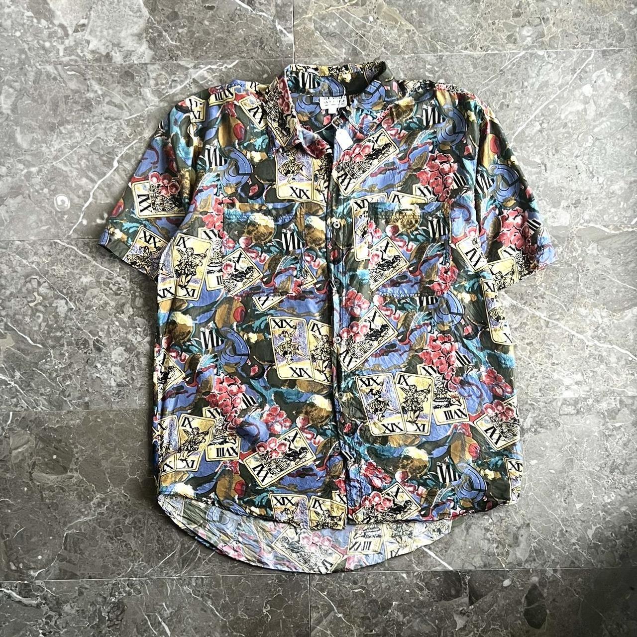 Patterned silk shirt - 1980s/1990s Model... - Depop