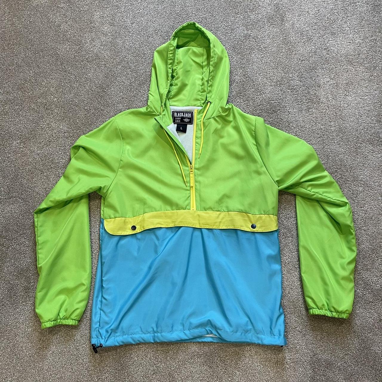 Neon Windbreaker, Size L, Like New Blackjack brand... - Depop