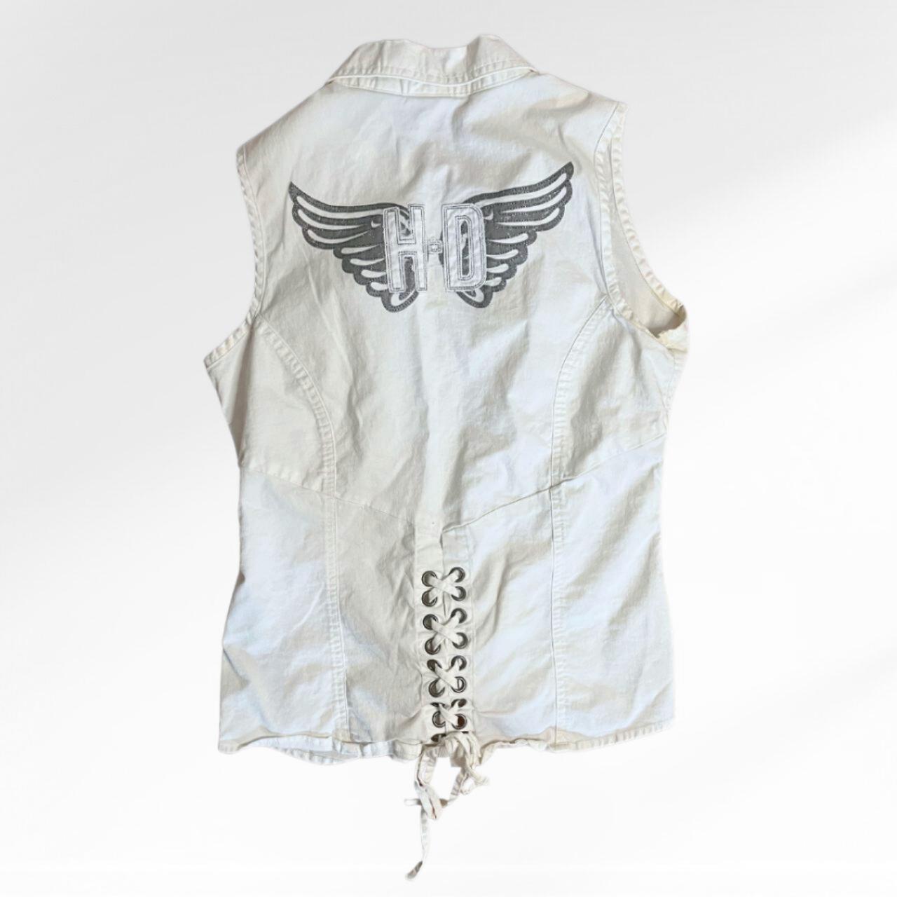 Vintage Y2K Harley Davidson - Zip Collared Vest Tank | Depop