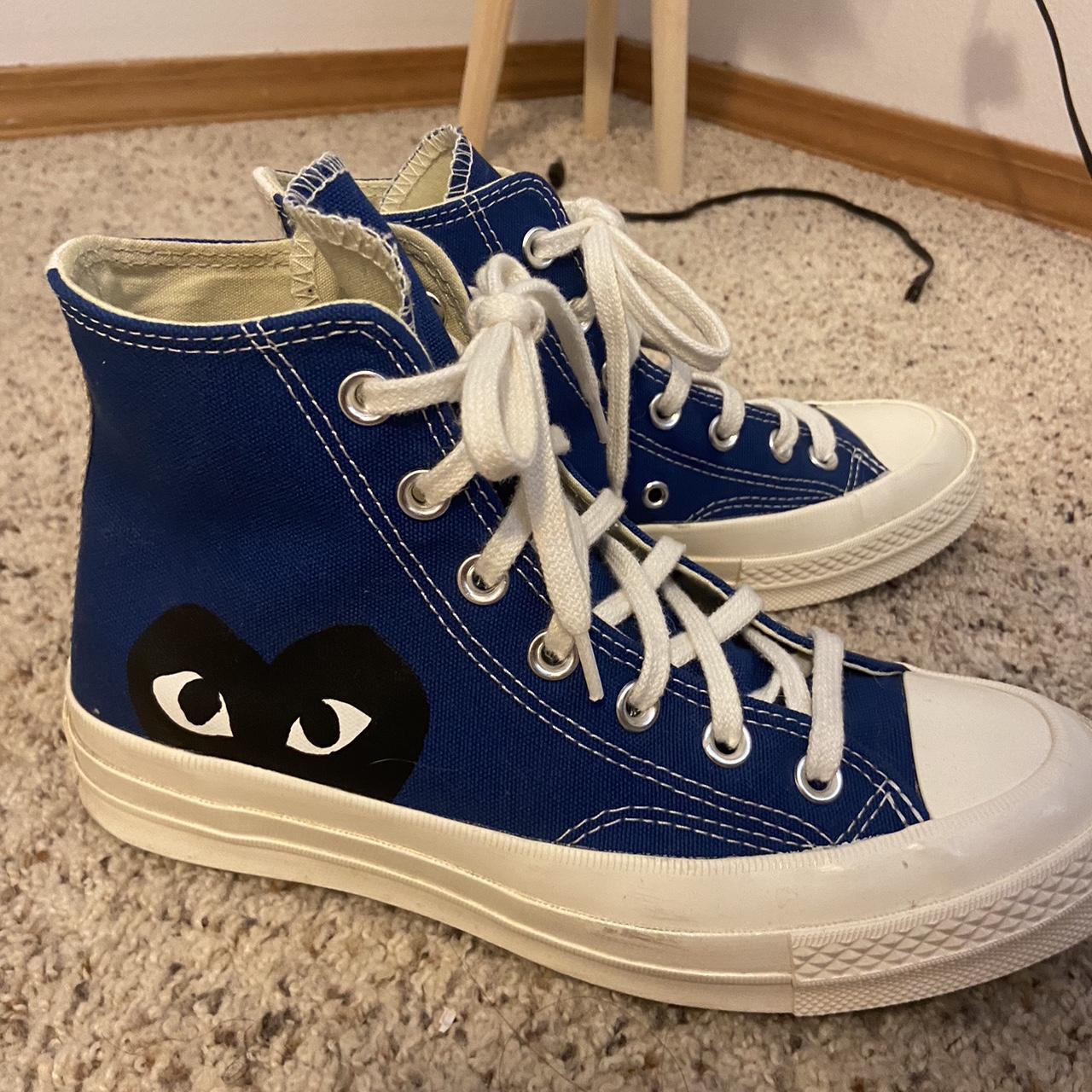 Blue Comme Des Garçons Converse, size 7.5 in... - Depop