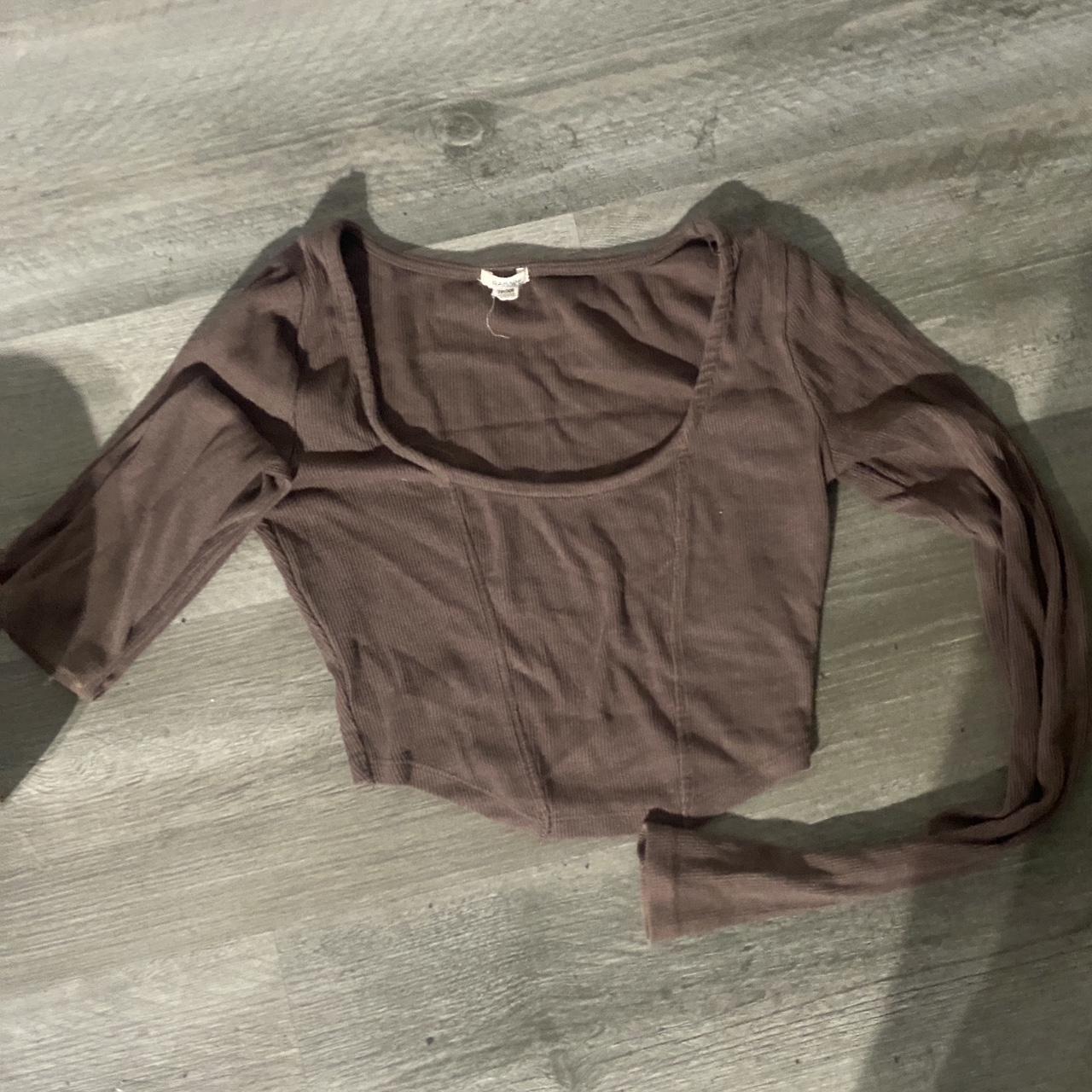 garage brown mauve crop top long sleeve i really... Depop