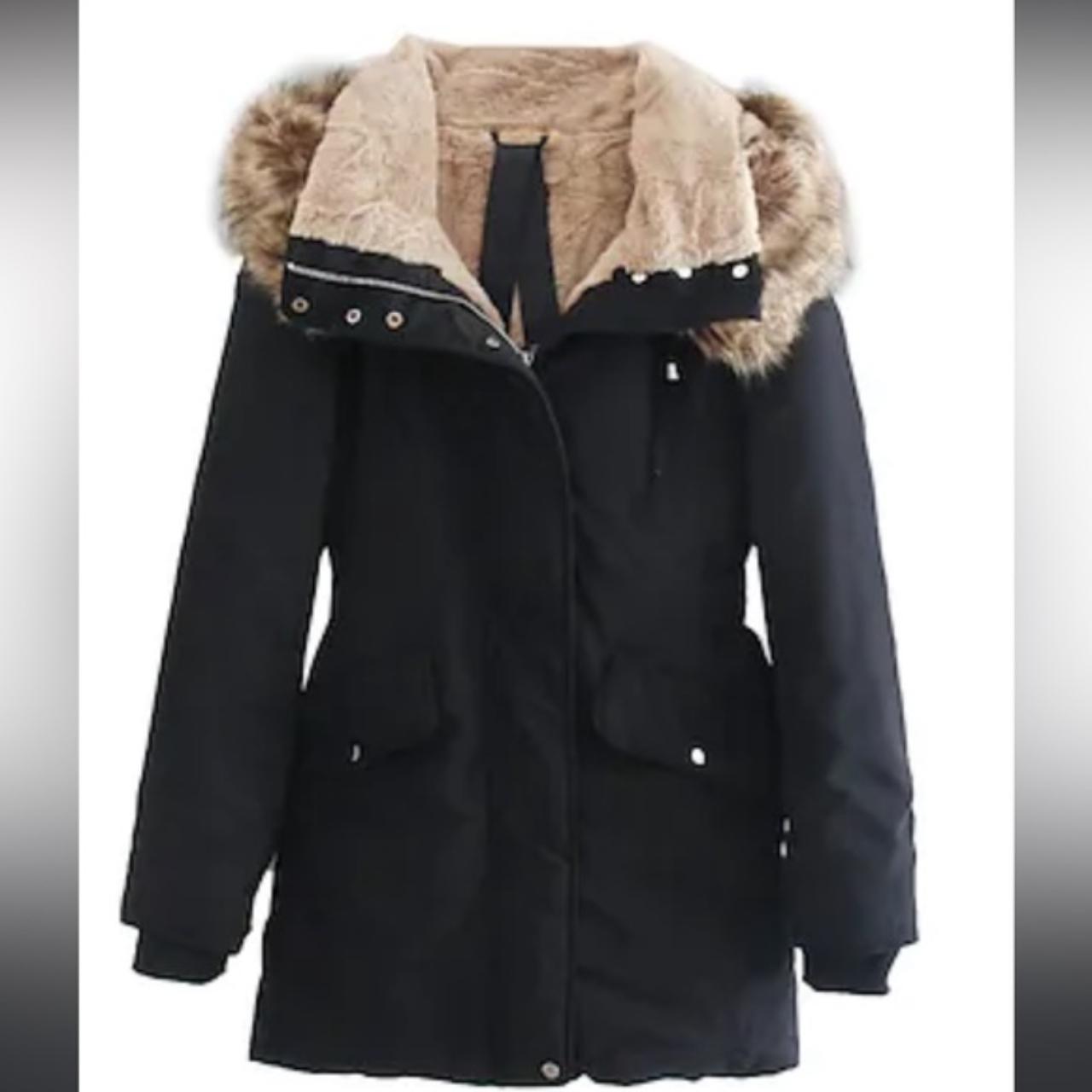 Zara sorona DuPont padded coat black fur coat... - Depop