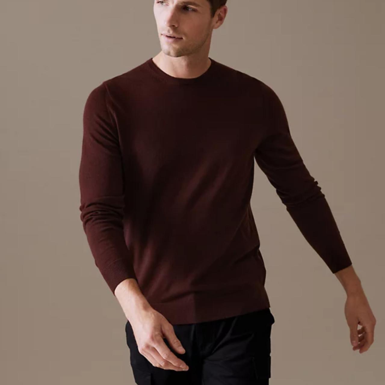 Zara Men's Burgundy Jumper | Depop