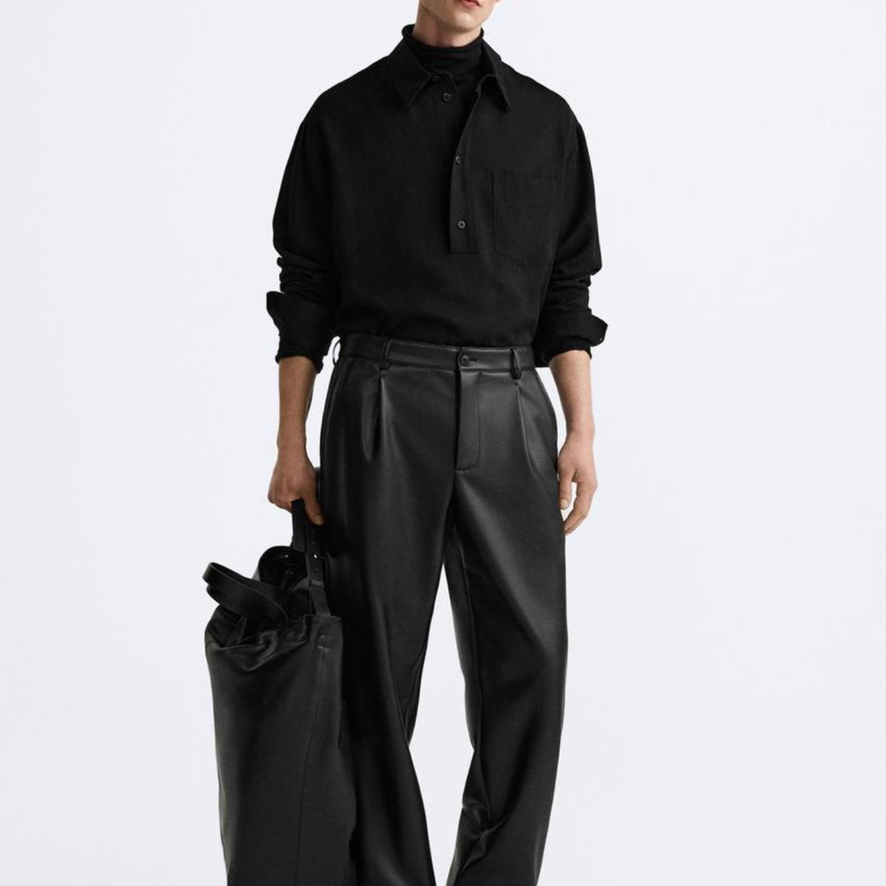 ZARA FAUX LEATHER TROUSERS Regular fit Depop