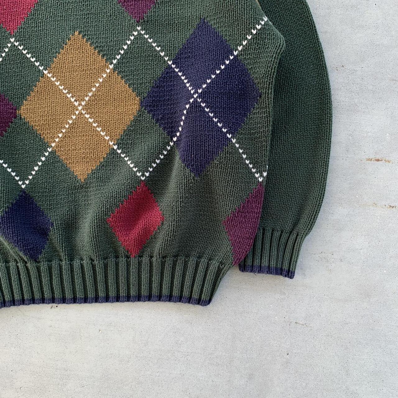 Vintage 90s Woods & Gray Argyle Knit Sweater Size... - Depop